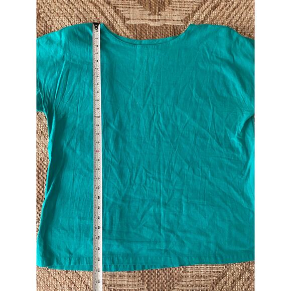 HARI 100% cotton aqua top Size Large - Picture 5 of 5